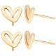 Beebeecraft 1 Box 20Pcs Heart Stud Earring 18K Gold Plated Brass Hollow Love Heart Stud Earrings Posts with Silver Earring Pins and Plastic Protector for Women and Girls Jewellery KK-BBC0004-63-1