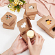 BENECREAT 34 Packs 6.5x6.5x3.1cm Brown Kraft Paper Gift Boxes with Heart Hole Windows for Wrapping Gift CON-WH0086-19-3
