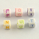 Mixed Letters Colorful Acrylic Cube Beads MACR-Q153-M009-1
