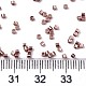 11/0グレードのガラスシードビーズ  シリンダー  均一なシードビーズサイズ  メタリックカラー  ロージーブラウン  1.5x1mm  穴：0.5mm  約20000個/袋 SEED-S030-1202-4