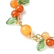 Bracelets de perles de cornaline naturelle thème automne fruits BJEW-TA00333-3