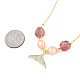 Collier pendentif queue de baleine en perles de quartz et perle de fraise naturelle avec chaînes câblées en laiton pour femme NJEW-T015-02G-4