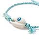 Cauri naturel avec bracelet en perles tressées mauvais œil avec cordon en nylon et coton pour femme BJEW-JB09140-5