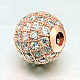 Runde Messing Micro Pave Zirkonia Perlen&nbsp;LS-ZIRC-N016-01RG-10mm-2