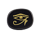 ナチュラルブラックオニキスカボション  ra/re 模様のエジプトの目を持つ楕円形  宗教  染め＆加熱  25x20x6.5mm RELI-PW0001-069F-1