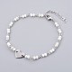 Bracelet de cheville avec breloque de perles en verre AJEW-AN00235-2