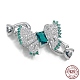 925 Sterling Silver Micro Pave Teal Cubic Zirconia Fold Over Clasps STER-P054-06P-1