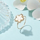 Anello in stile con perline intrecciate a stella con conchiglia naturale RJEW-JR00613-2