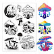 GLOBLELAND Magic Mushroom Clear Stamps Fairy Tale Floral Fungus Silicone Clear Stamp Seals for Cards Making DIY Scrapbooking Photo Journal Album Decoration DIY-WH0167-56-991-1