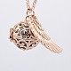Rose Gold Plated Brass Hollow Wing Cage Pendants KK-L040-15RG-07-1