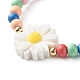 Bracelets extensibles en perles rondes en bois naturel pour enfant BJEW-JB06638-4