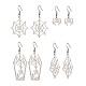 4 paire 4 style araignée & cercueil & web 201 boucles d'oreilles pendantes en acier inoxydable EJEW-JE05238-1