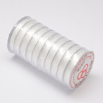 Cuerda de cristal elástica plana, Hilo de cuentas elástico, para hacer la pulsera elástica, blanco, 0.8mm, alrededor de 10.93 yarda (10 m) / rollo