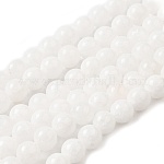 Chapelets de perles en jade de Malaisie naturelle, teints et chauffée, perles rondes, blanc, 8mm, Trou: 1mm, Environ 48 pcs/chapelet, 15 pouce