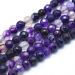 Natürliche Achat Perlen, gefärbt, facettiert rund, lila, 6 mm, Bohrung: 1 mm, ca. 61 Stk. / Strang, 14.3 Zoll (36.5 cm)