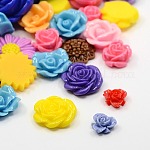Rein Cabochons, Flower, Mixed Style, Flower, Mixed Color, 11.5~27x5~13mm