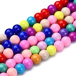 Chapelet de perles en verre baking paint, ronde, couleur mixte, 8mm, Trou: 1mm, Environ 55 pcs/chapelet, 16 pouce