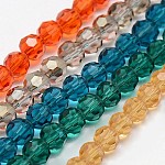 Hebras de cuentas redondas de vidrio ecológico, facetas (32 facetas), color mezclado, 8mm, agujero: 1 mm, aproximamente 72 pcs / cadena, 22.6 pulgada