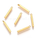 304 ciondoli in acciaio inossidabile, rettangolo / bar, oro, 17.5x2x2mm, Foro: 1.7 mm