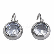 201 Stainless Steel Clear Cubic Zirconia Charms STAS-N087-47P