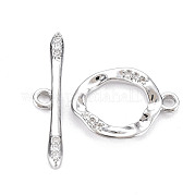 Brass Micro Pave Clear Cubic Zirconia Toggle Clasps KK-S356-582-NF