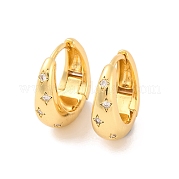 Женские серьги-кольца из латуни с прозрачным фианитом EJEW-U015-20G