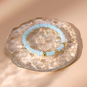 Натуральные аквамариновые круглые бусины стрейч btacelets для женщин IL6669