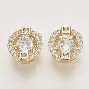 Brass Micro Pave Clear Cubic Zirconia Charms ZIRC-T011-15G-NF