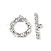 Brass Pave Clear Cubic Zirconia Toggle Clasps KK-P234-83P