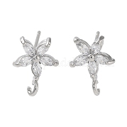 Серьги-гвоздики из латуни с микропаве из кубического циркония KK-K364-03P