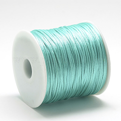 Cordini in nylon satinato a coda di topo, fili per perline per la creazione di braccialetti e gioielli, nodi cinesi, macramè, verde mare chiaro, circa 1mm, circa 76.55 iarde (70 m)/rotolo