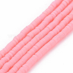 Polimero a mano fili argilla perline, perline Heishi, Disco / rotondo piatta, roso, 4x0.5~1mm, Foro: 1.5 mm, circa 320~447pcs/filo, 15.74~16.92 pollice