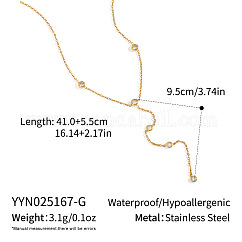 Colliers européens en acier inoxydable 304 avec pampilles rondes et plates en zircone cubique transparente, véritable 18k plaqué or, 16.14 pouce (41 cm)