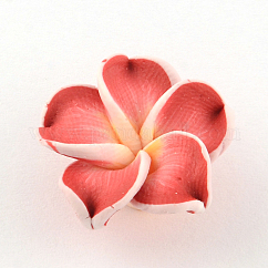 Argilla polimerica artigianali 3 d Plumeria fiore perline, indian rosso, 15x8mm, Foro: 2 mm