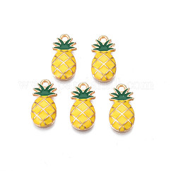 Pendentifs d'émail en alliage, Sans cadmium & sans nickel & sans plomb, or clair, ananas, or, 16x8x3mm, Trou: 1.4mm