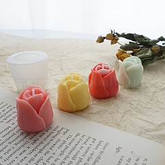 Moules à bougie en forme de fleur de tulipe, moules en silicone de qualité alimentaire, pour la fabrication artisanale de savon de bougie à la cire d'abeille, clair, 49x43mm