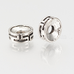 Perline di distanziatore stile tibetano, rotondo e piatto,  cadmio& piombo libero, argento antico, 7.5x3mm, Foro: 2.5~3 mm, circa 2000pcs/1000g