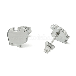 Orecchini a bottone in acciaio inossidabile 304 con tema animaletto carino e anti-ossidazione&nbsp;EJEW-B041-02E-P
