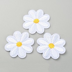 Gänseblümchen-Blume computergesteuerte Stickerei Stoff zum Aufbügeln/Nähen auf Patches&nbsp;DIY-WH0399-25