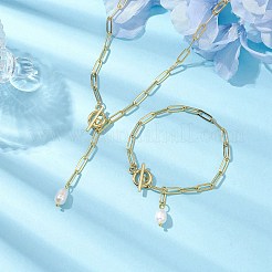 Oval natürliche zucht süßwasser perle anhänger halsketten & armbänder schmuck-sets&nbsp;SJEW-JS01300