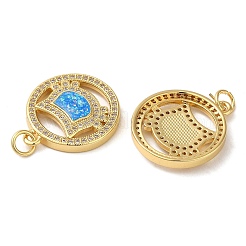 Placage de crémaillère en laiton micro pavé pendentifs en zircone cubique claire&nbsp;KK-P268-13G