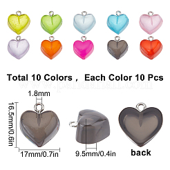 100 Stück 10 Farben Valentinstag transparente Harzanhänger&nbsp;FIND-SC0003-28