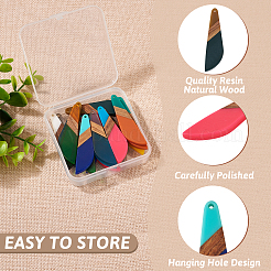 20pcs 10 colores resina y colgantes grandes de madera de nogal&nbsp;RESI-TA0001-71