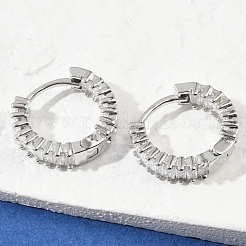 Pendientes de aro de circonio cúbico de micro pave de latón&nbsp;EJEW-M082-11P