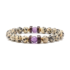 Bracciale elasticizzato con perle tonde in pietra mista naturale e sintetica&nbsp;BJEW-JB07128