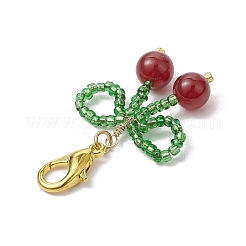 Decorazioni pendenti con perline di semi di vetro e corniola naturale ciliegia&nbsp;HJEW-MZ00128-01