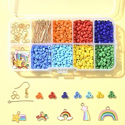 Regenbogenfarbene Saatperlen-Perlen zum Basteln von Ohrringen&nbsp;DIY-FS0006-68