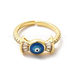 Bonbon zircon cubique avec anneau de manchette ouvert mauvais œil en émail&nbsp;KK-H439-50G