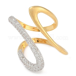 Messing Micro Pave klare Manschettenringe aus Zirkonia&nbsp;RJEW-Q819-26G