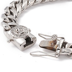Panzerkettenarmband aus 304 Edelstahl mit Strass-Totenkopfverschluss für Damen&nbsp;BJEW-E107-09P